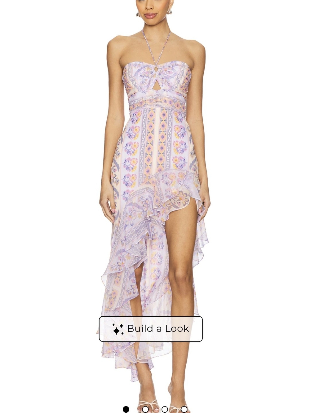 Amanda Uprichard Lavender Floral Strapless High-Low Dress